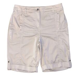 Chico’s High Rise Roll Tab Bermuda Length Shorts Sz 2